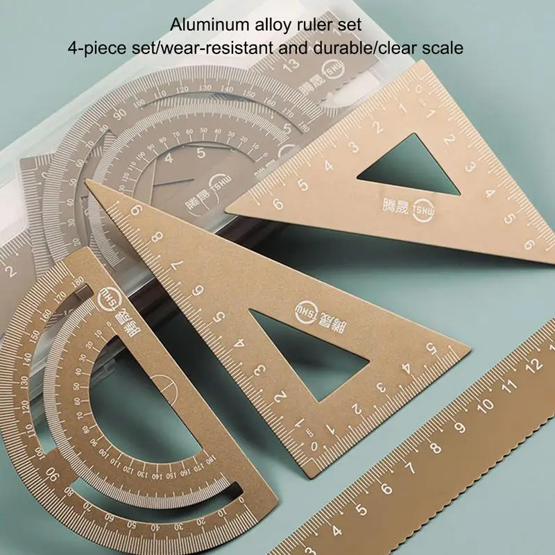 Набор измерительных линейки 4 шт. Детские для рисования математические учебные