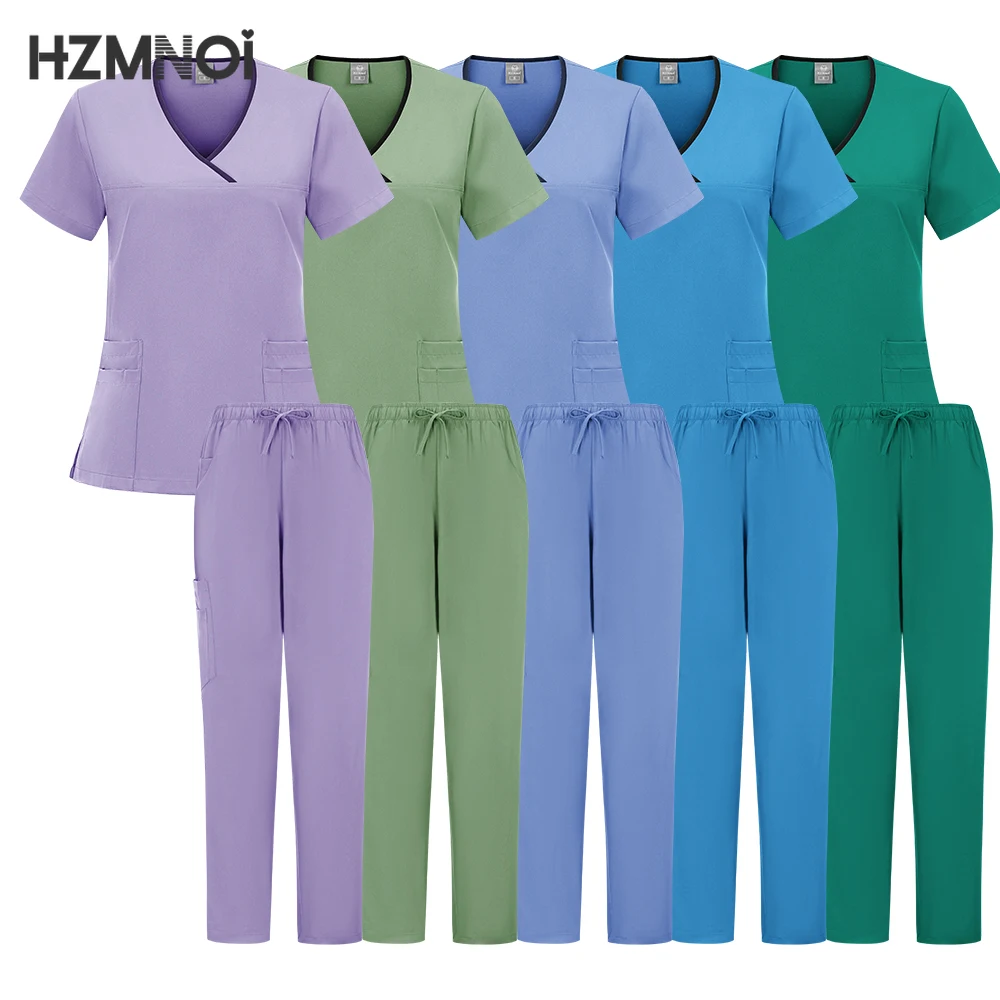 Новая медицинская хирургическая униформа женский набор скрабов спецодежда для