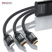 yesido 3 in 1 usb c cable for iphone 13 12 pro 11 xr charger cable 66w micro usb lightning cable for iphone ipad huawei qc 3 0