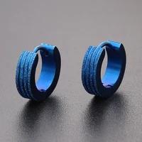 new japanese and korean titanium steel stainless steel frosted sand earrings 49 three groove round earrings factory outlet