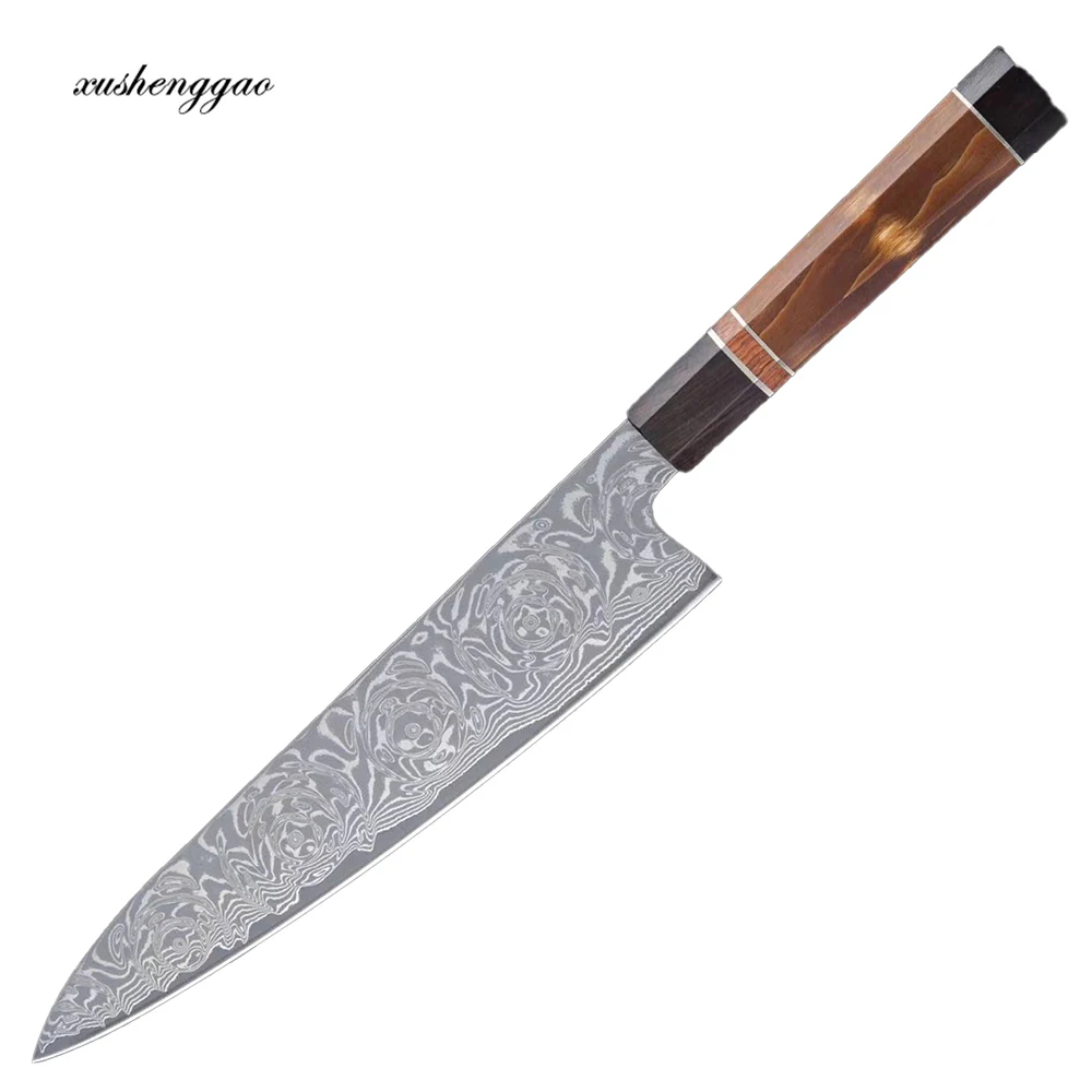 

10 Inch Longquan Knife 67 Layers Damascus VG10 Steel Chef Gyutou Slicing Ham Cleaver Sashimi Fish Kitchen Knives Cooking Tools