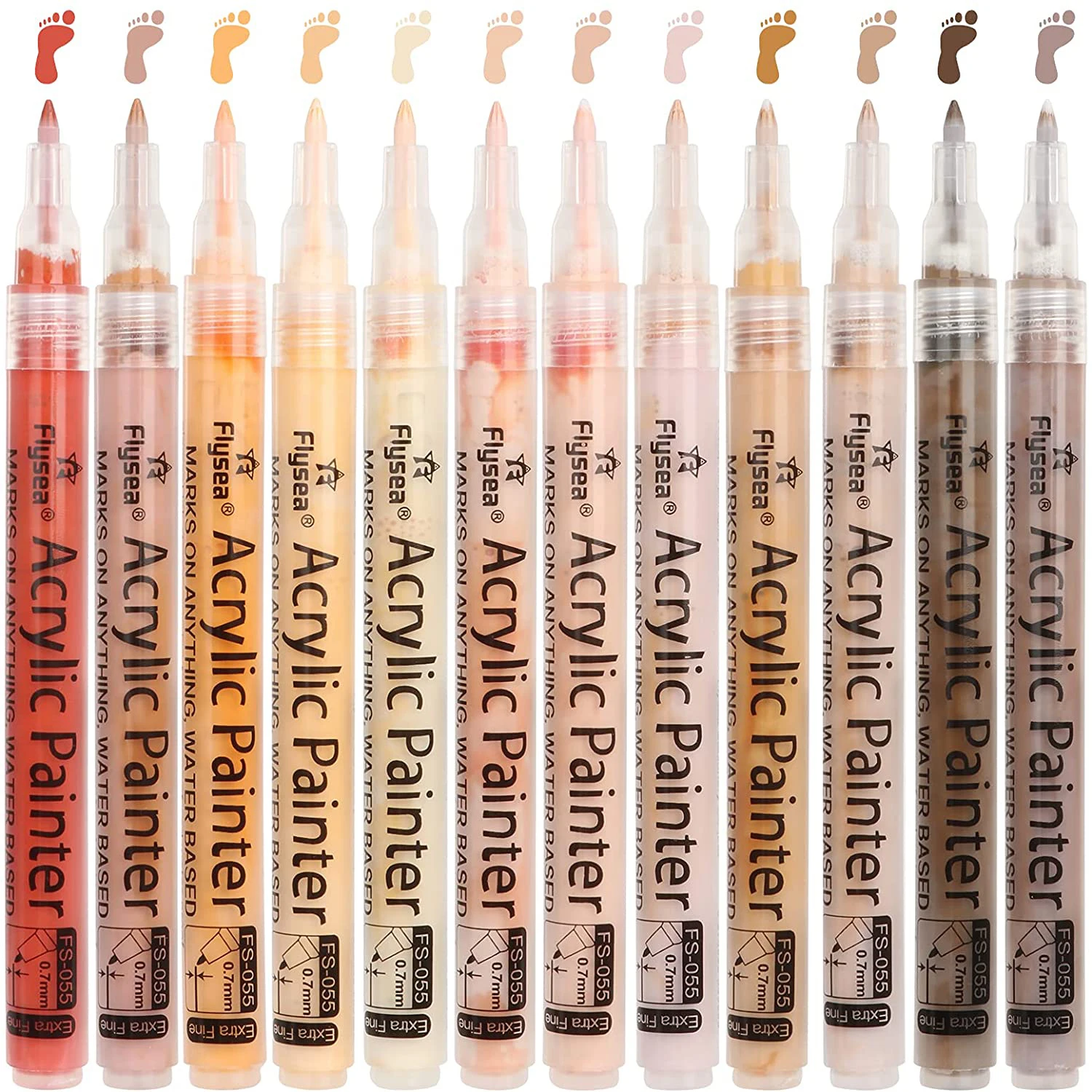 

12 Colors Skin Tones Art Markers 0.7mm Extra Fine Tip Acrylic Paint Pens Sketch Portrait Manga Drawing Illustration Sketching