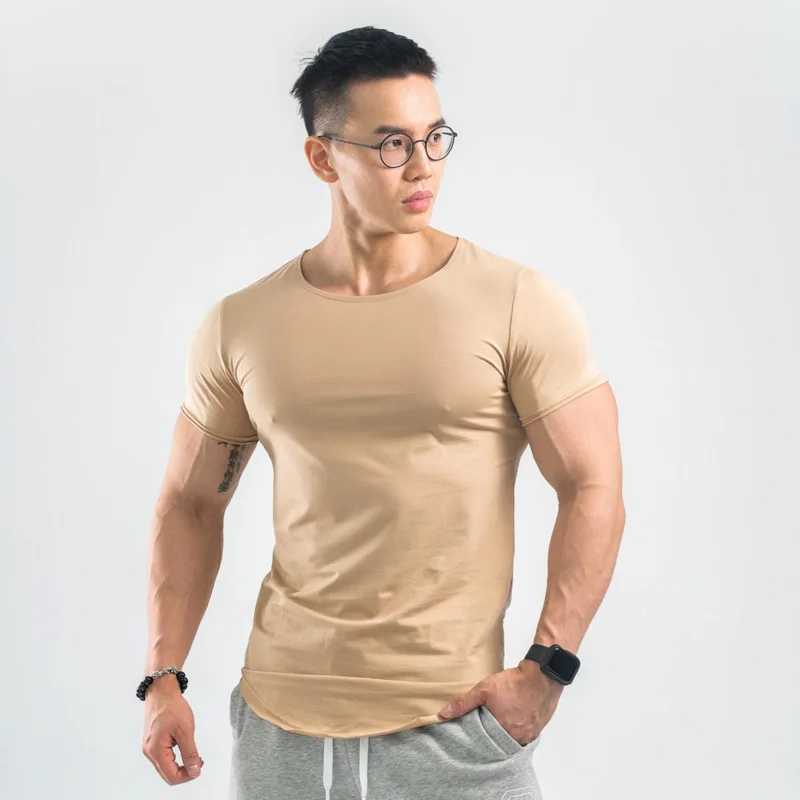 

2022 hot selling high quality blank solid color short sleeve t-shirt men's round neck sports leisure slim fit T-shirt