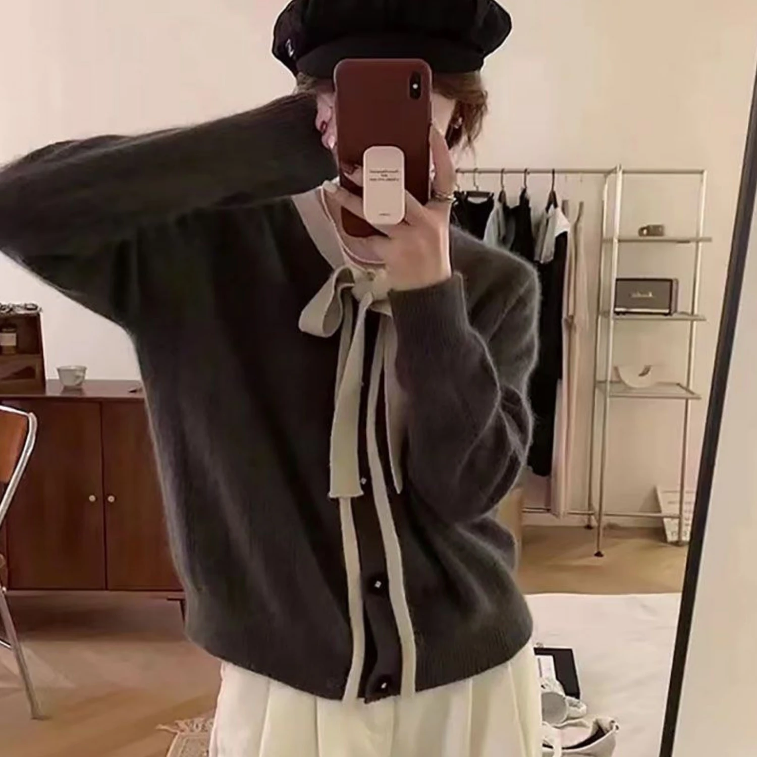 Женский комплект Caregan с V-образным вырезом мягкий пушистый Свободный