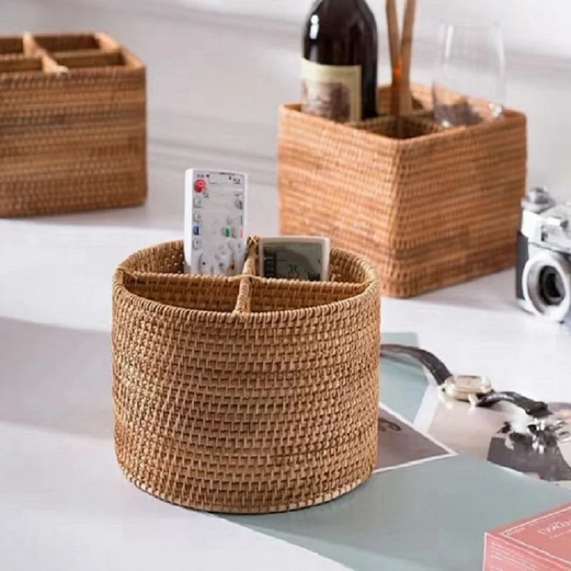 

Плетеная солома ручной работы, портативное украшение для дома с четырьмя отделениями