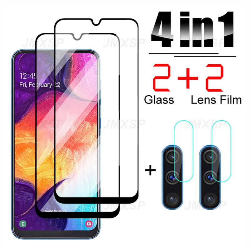 

Защитное стекло 4 в 1 для Samsung Galaxy A8 A6 Plus A9 A7 A5 2018, закаленное стекло для Samsung J6 J4 Plus J8 J7 2018 A50, пленка для объектива