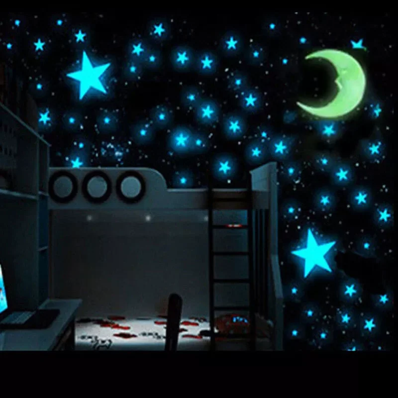 

Star And Moon Combination 3D Wall Sticker Living Room Bedroom Decoration For Kids Room Home Glow In The Dark Stickers