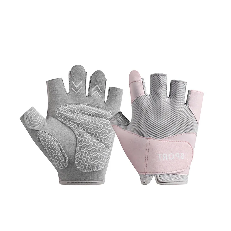 

Men Women Summer Half Finger Microfiber Letter Sport Bicycle Cycling Mitten Gym Fitness Non Slip Breathable Mesh Shock Glove M32
