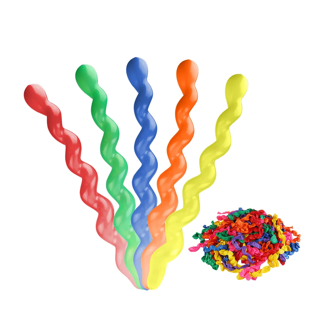 

100 Pcs Party Balloons Assorted Color Long Spiral Kids Decor Latex Foreign Trade
