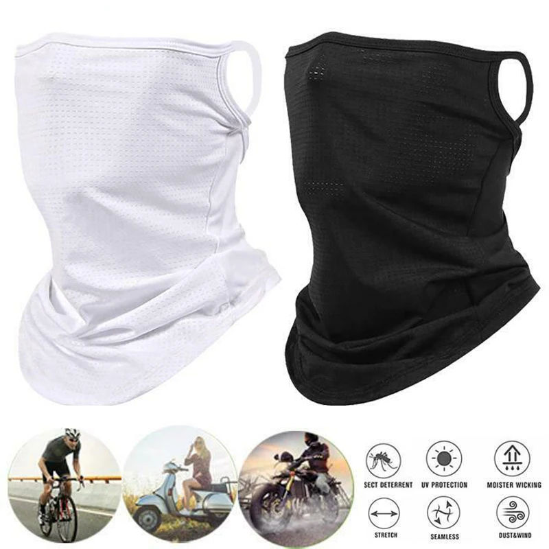 

Cycling Face Mask Sunscreen Dustproof Mask White Black for Moto Bike Bicycle Riding Mask Earloop Neck Gaiter Riding Accessories