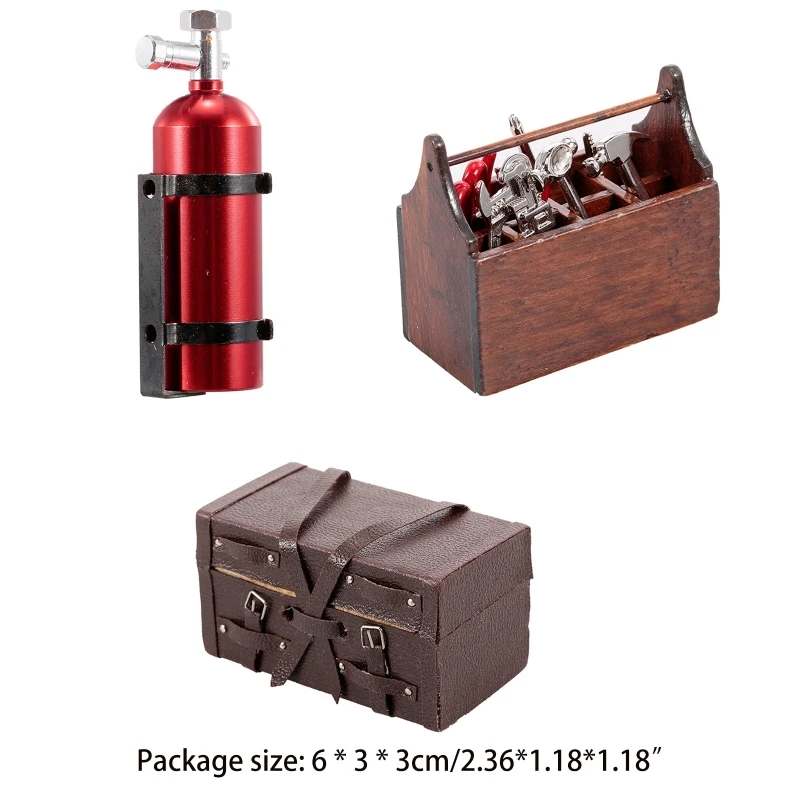 

Realistic RC Crawler Luggage Case Box/Repair Toolbox/Extinguisher Easy Assembly Kits Durable Decors for trx4 SCX10 1:10