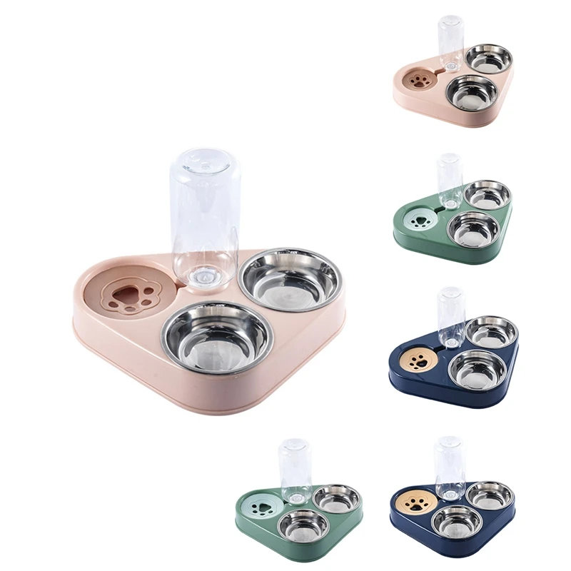 

Pet Cat Bowl Automatic Feeder Dog Cat Food Bowl With Water Fountain Double Bowl Drinking Raised Stand Dish Bowls