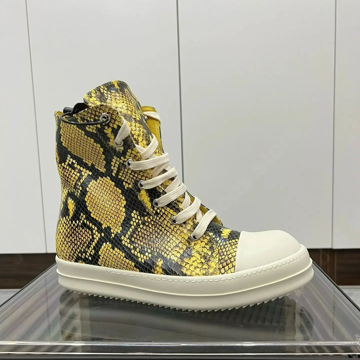 Ricks Мужская обувь Желтый Боа Кожа Высокие туфли на шнуровке Owens Женские кроссовки