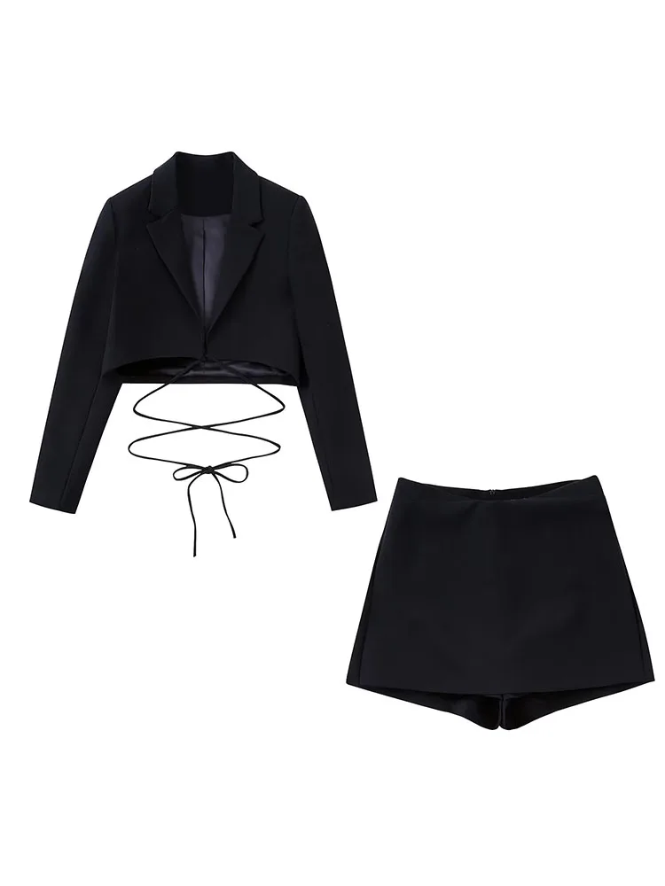 

BM&MD&ZA 2010874 Women 2022 New Fashion bow decoration short style Blazer Coat Vintage Female Outerwear Chic Femme 2010/874