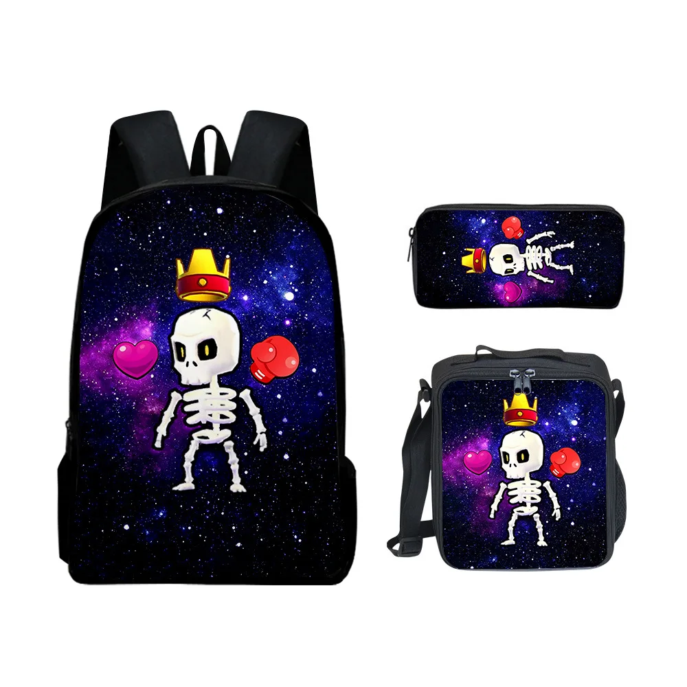 

3D New Stumble Guys Collision Party School Bag Children's Backpack Lunch Bag Pencil Case Middle School Students Three-piece Set