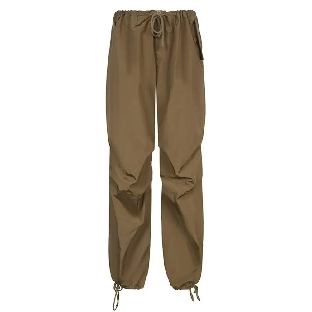 

Casual Pants Drawstring Cargo Pants Multi Pockets Wide Leg Baggy Weaving Slacks