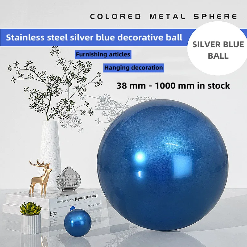 

Diameter 38mm-550mm stainless steel Silver blue ball Christmas shopping center home hanging decorative lights hollow ball