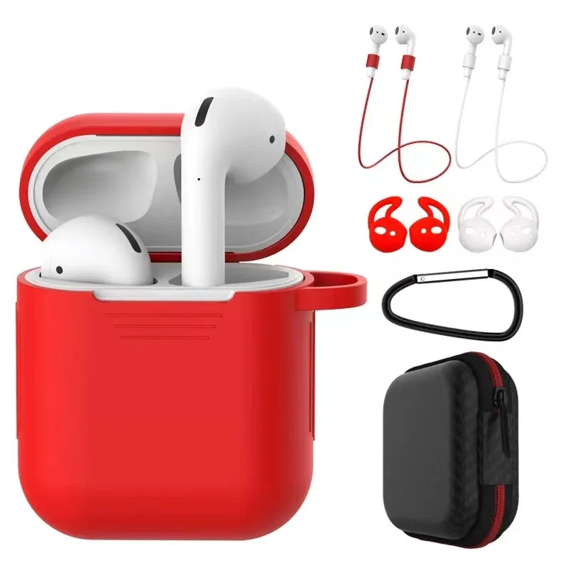 

7pcs/Set Silicone Earphone Cases For Airpods1/2 Earphone Protective Bags Cover Case Anti Lost Silicone Cable Headset Earhooks
