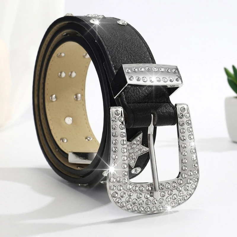 Пояс в стиле гранж цепочка для тела с блестящими стразами и шипами женщин мужчин