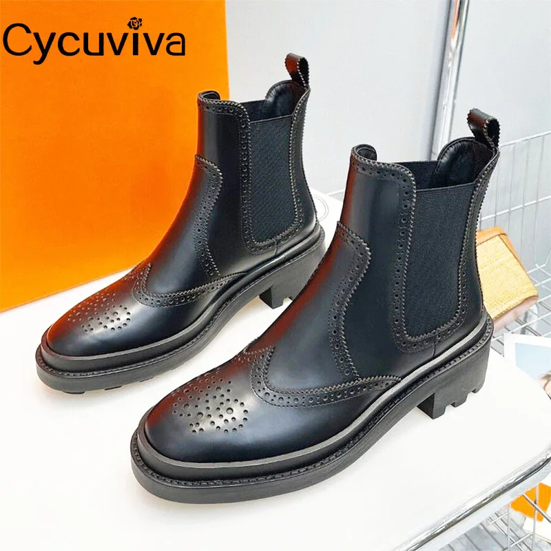 

Дизайнерские брендовые Черные ботильоны челси для женщин, повседневные женские короткие ботинки из натуральной кожи, Осенние рыцарские ботинки на плоской подошве с квадратным каблуком