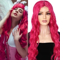 synthetic lace wigs for women 26 inch pink long curly middle parting high temperature fiber natural hair cosplay daily party