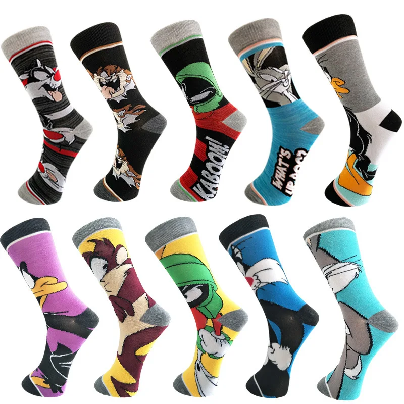 

Winter Thermal Sock Warm Cartoon Cat Rabbit Black Cotton Happy Anime Cycling Funny Man Socks With Print Bear High Socks Crossfit