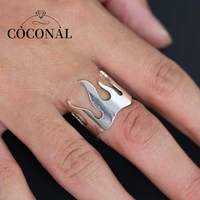 coconal punk creative silver color flame opening adjustable womens ring for men women hip hop christmas jewelry gift