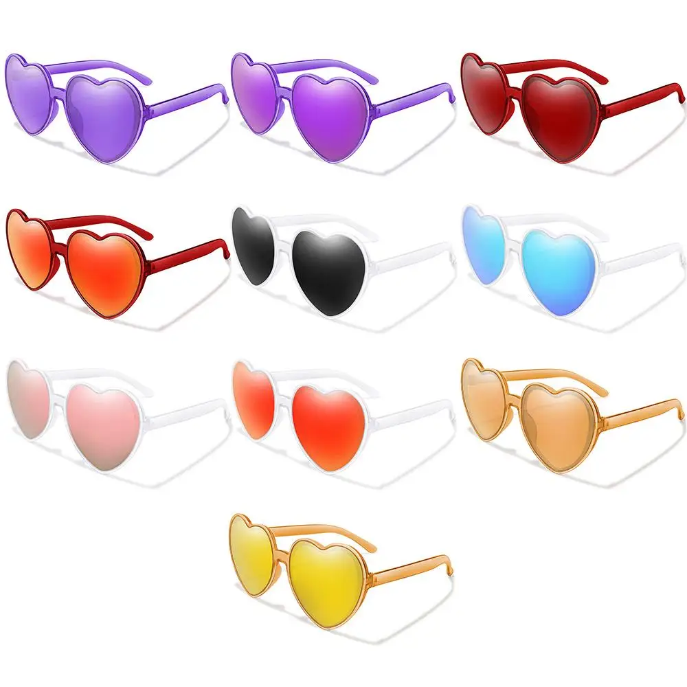 Trendy Cosplay Halloween Party Glasses Clout Goggle UV400 Protection Heart Sunglasses for Women Heart-Shaped Sunglasses
