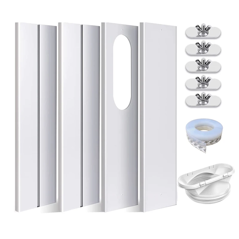 

Adjustable Air Conditioner Window Sealing Plate Portable Window Vent Kit for Air Conditioner Exhaust Hose Baffle AirLock Kit