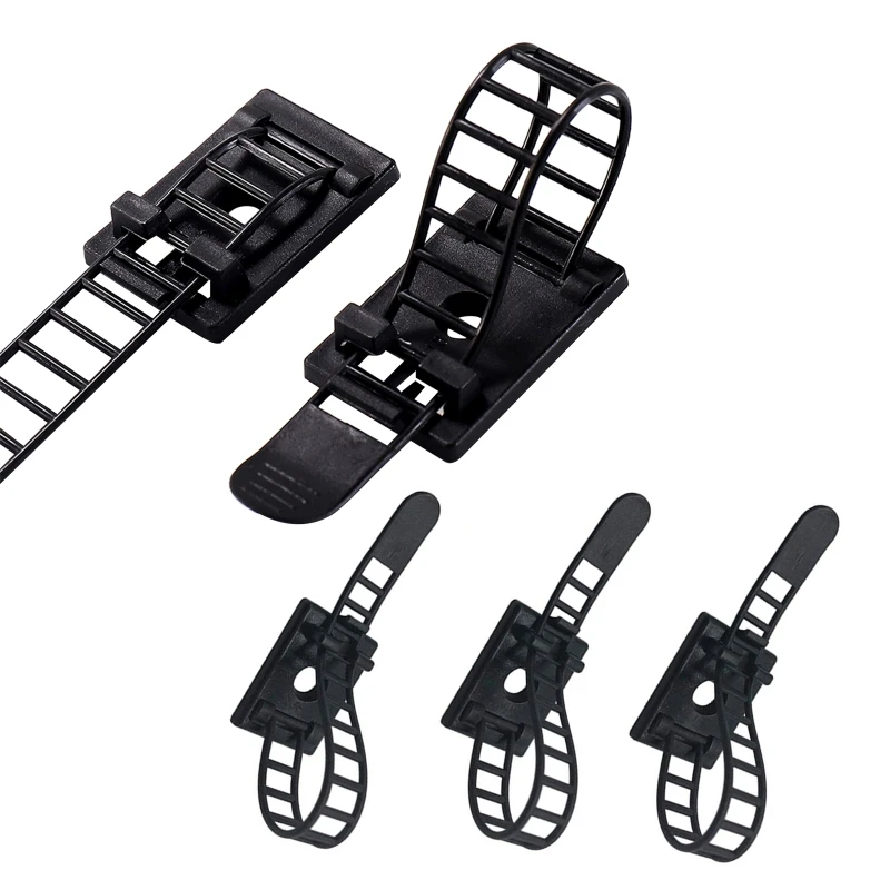 

100pcs Adjustable Adhesive Cable Ties Cable Clips Wire Strap Cord Clamp for Cable Management at Home and Office Drop Shipping