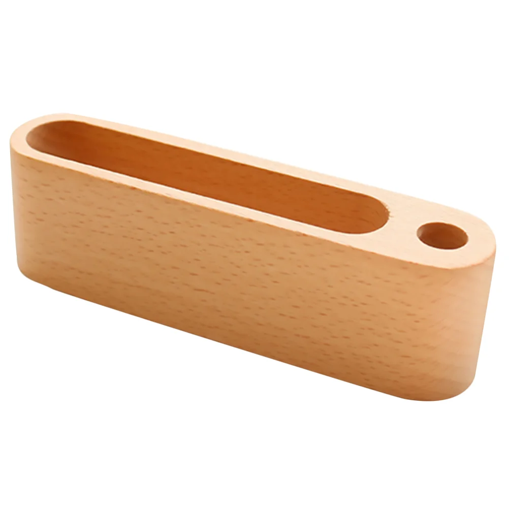 

Business Card Case Pen Hole Table Top Display Stand Cards Holder Office Name Wooden Organizer Supplies