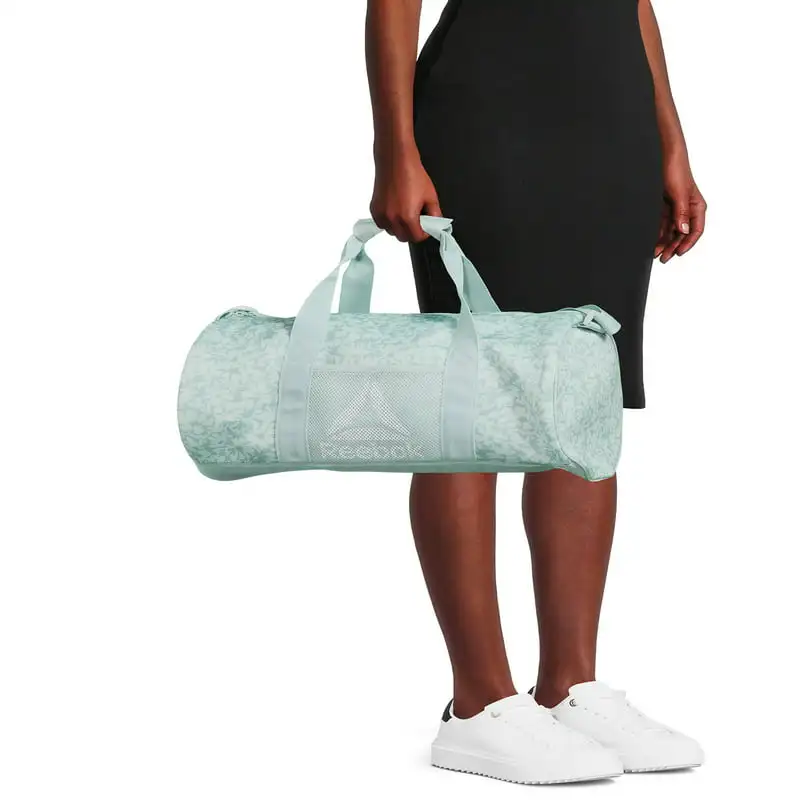 Chic, Lightweight Women's Green Plyo Print Duffel Handbag with Adjustable Shoulder Strap - Spacious and Perfect for Travel & Eve