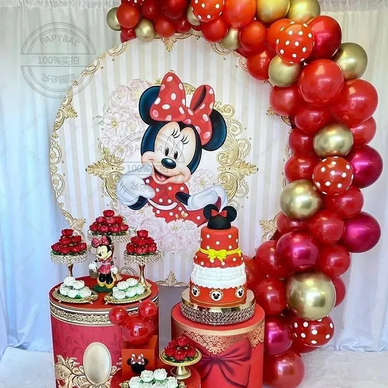 

60pcs Disney MickeyMinnie Garland Arch Kit Red Polka Dots Gold Latex Balloon Kids Girls Birthday Party Decors Baby Shower Globos
