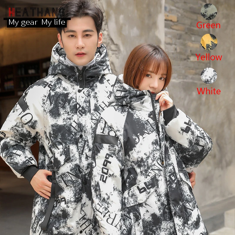 Down Jackets Men Down Coats Hooded Popular Tooling Mid-length Men's Winter New Parkas Male Jackets New Korean Fashion Clothing