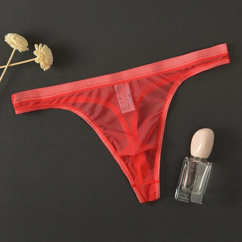 Трусы-стринги мужские прозрачные эротическое нижнее белье с заниженной талией