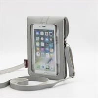 the new wterproof transparent film back touch screen pu leather lock can be cross body mobile phone coin purse
