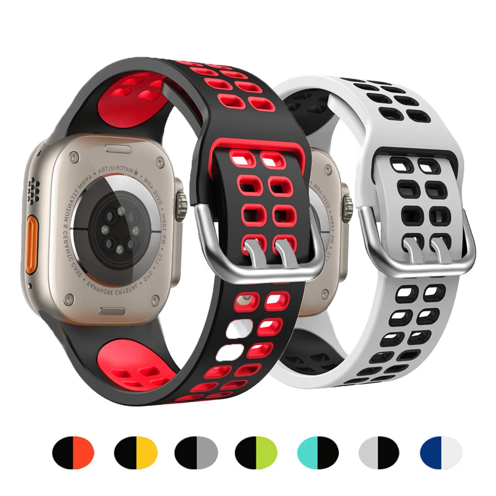

Silicone Strap For Apple Watch Ultra Band 49mm 44mm 45mm 40mm 38mm 42mm 45mm correa bracelet iWatch series 7 5 4 6 3 se 8 band