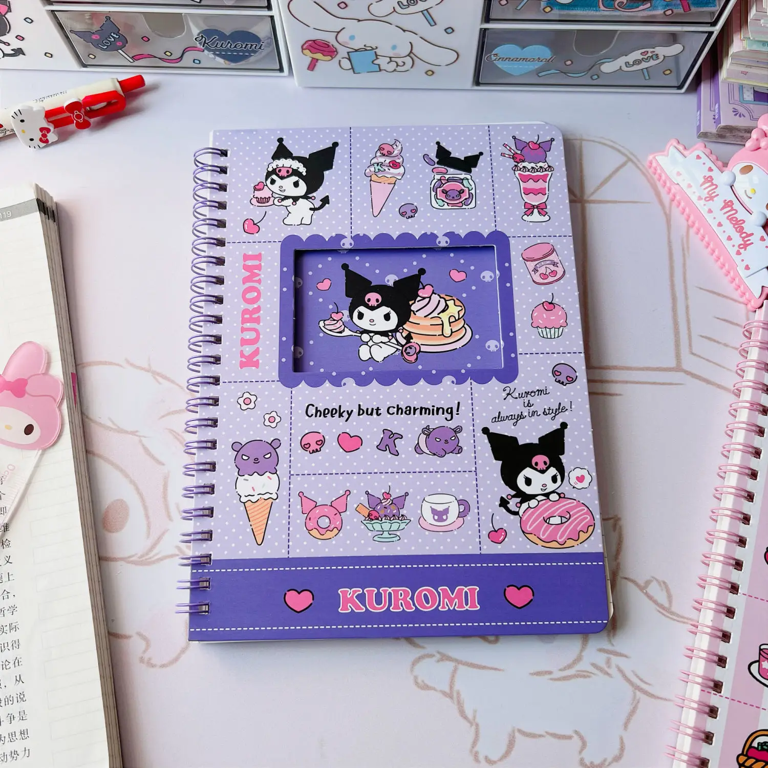 

Канцелярские принадлежности Sanrio с милым мультяшным изображением, милая канцтоварная тетрадь в стиле Cinnamoroll Kuromi Mymelody, журнал для учеников, у...