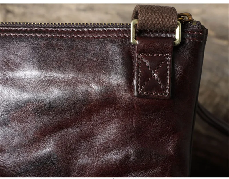 Vintage genuine leather multifunctional clutch bag fashion simple casual light natural real cowhide small shoulder messenger bag