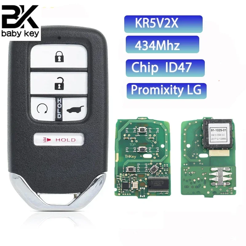 

BBKey для чипа 433 МГц ID47, идентификатор FCC: kr5v 2x дистанционный смарт ключ-брелок для Honda Piot Civic 2016 2017 2018 2019-2020