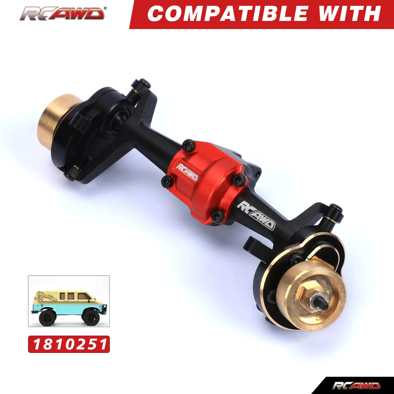 Передняя ось RCAWD из алюминиевого сплава в сборе для Hobby Plus 1/18 CR18P Rock Van & Trail Hunter