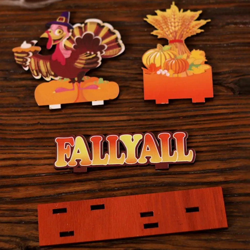 

Burr-free Ornaments Festive Thanksgiving Wooden Alphabet Ornament Fine Workmanship Smooth Surface Autumn Harvest Scarecrow