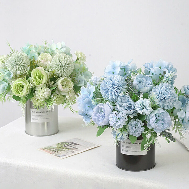 

Искусственный букет 32 см, цветы, Гортензия, роза, Декор для дома, свадьбы, вечеринки, стола