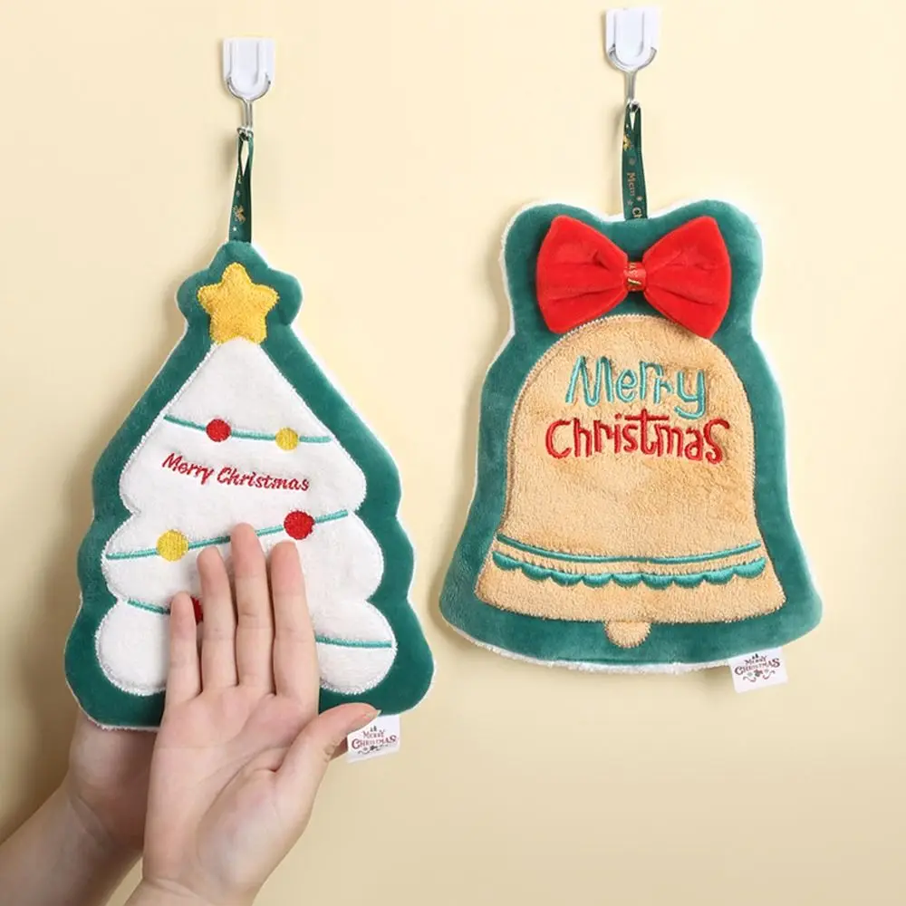 Утолщенные рождественские подвесные полотенца для рук мягкие коралловые