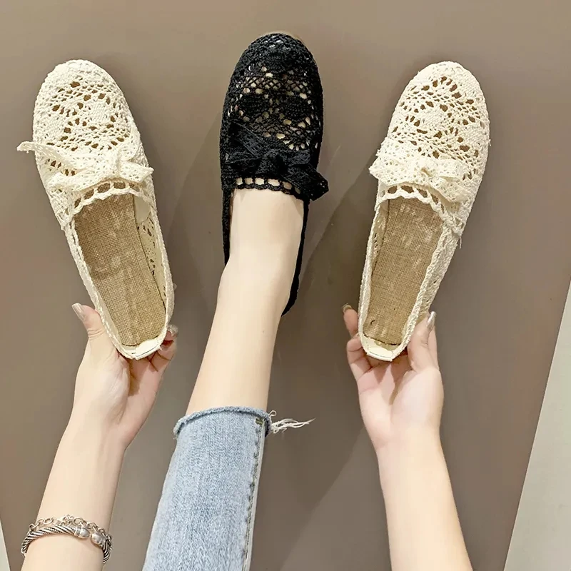 2023 New Fashion Spring Autumn Flat Shoes Women Shoes Mesh Breathable Women Peas Shoes Womans Daily Concise Flats Shoes