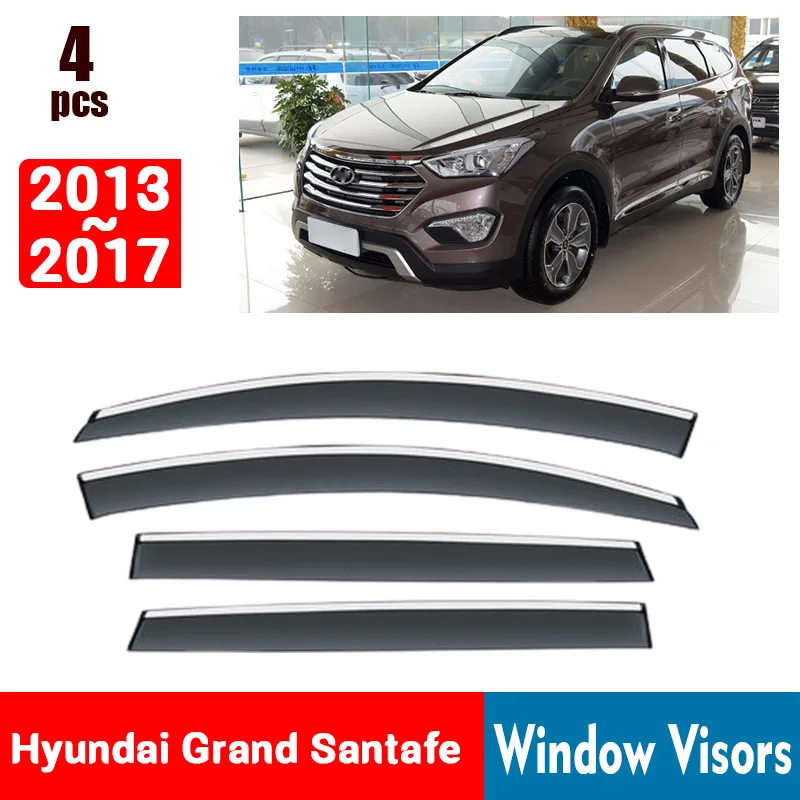 FOR Hyundai Grand Santafe 2013-2017 Window Visors Rain Guard Windows Rain Cover Deflector Awning Shield Vent Guard Shade Cover
