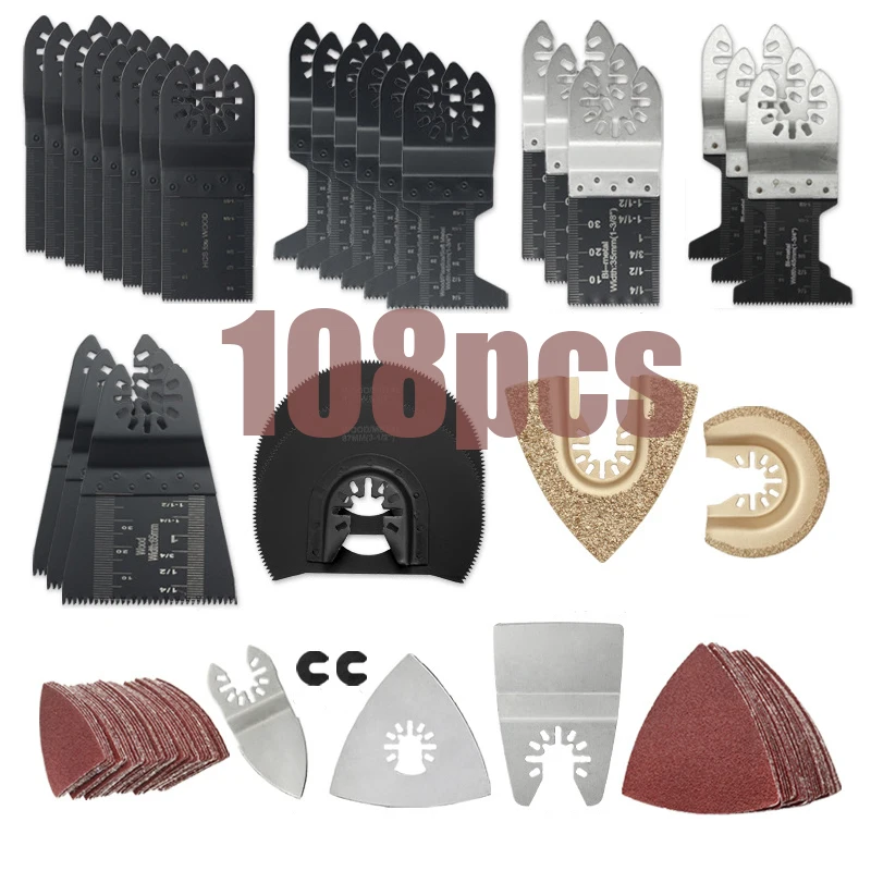 

108 118 шт. Осциллирующие полотна для быстросъемной пилы, набор для электроинструментов Fein Multimaster Dremel Ryobi Hitachi Black & Decker