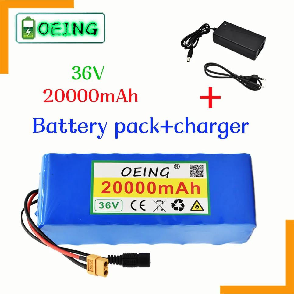 

36V 20Ah 18650 Lithium Battery Pack 10S3P 20000mah 250W-500W Same Port 42V Electric Scooter M365 Ebike Power Battery+ Charger