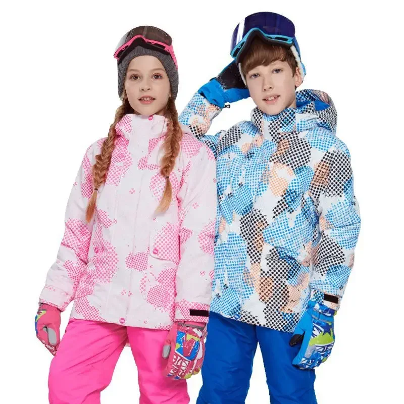 Phibee Children's Ski Suit Set Warm Outdoor Charge Snow Jacket Windproof Waterproof Snowboard Parent-child Clothing
