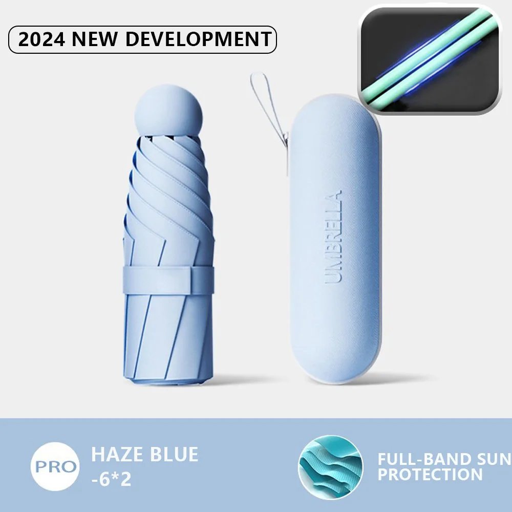 

Капсульный Зонт маленький и портативный однотонный солнцезащитный зонт для женщин и защита от дождя двойного назначения